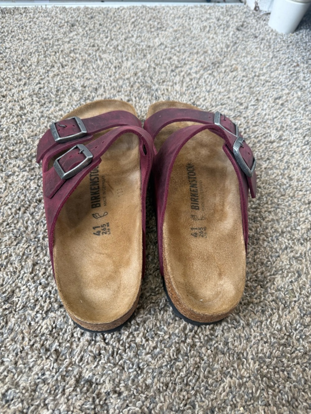 Birkenstock Arizona Double Strap Sandals in Burgundy - Picture 2 of 5